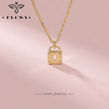 925 Silver High Classic Lock Pendant Charm Padlock Necklace