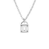 925 Silver High Classic Lock Pendant Charm Padlock Necklace