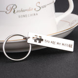 FLYANGEL Puzzle Necklace Keychain Couple Lover My Missing Piece Engraved Keyring