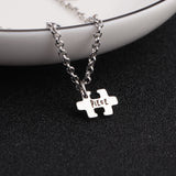 FLYANGEL Puzzle Necklace Keychain Couple Lover My Missing Piece Engraved Keyring
