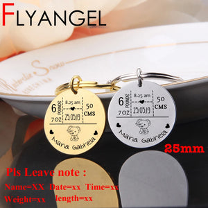 FLYANGEL Baby Stats Keychain Engraved Elephant Keepsake