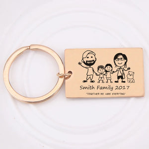 Family Member Keychain Engraved Together We Have Everything Key Holder Keyring