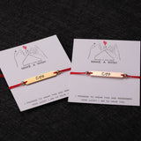 Personalized Rope Bracelet With Engraved Initials - Couple Lucky Jewelry