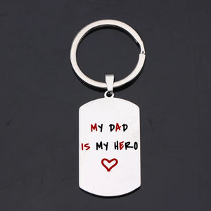 Keychain Dog tag Pendant Engraved Red Letters Keyring Family Gift