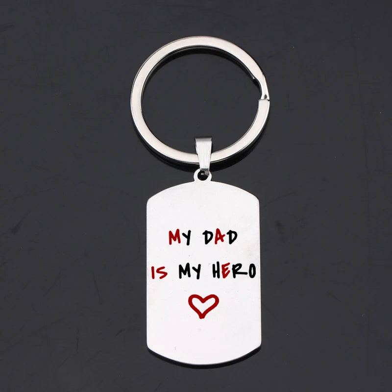 Keychain Dog tag Pendant Engraved Red Letters Keyring Family Gift
