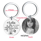 Double Side Engrave Keychain Baby State Photo Image Memorial Gift