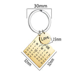 Engrave Data Photo Initials Calendar Keychain Anniversary Gift