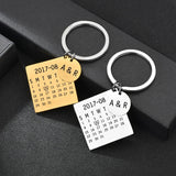 Engrave Data Photo Initials Calendar Keychain Anniversary Gift