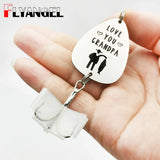 Engrave Guitar Pick Fishing Hook Keyring Dad Hook Keychain Father Grandpa