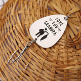 Engrave Guitar Pick Fishing Hook Keyring Dad Hook Keychain Father Grandpa