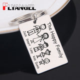 Family Keychain Name Car Key Tag Jewelry The Happy Family Keyring