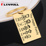 Family Keychain Name Car Key Tag Jewelry The Happy Family Keyring