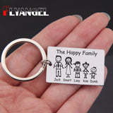 Family Keychain Name Car Key Tag Jewelry The Happy Family Keyring