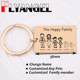 Family Keychain Name Car Key Tag Jewelry The Happy Family Keyring