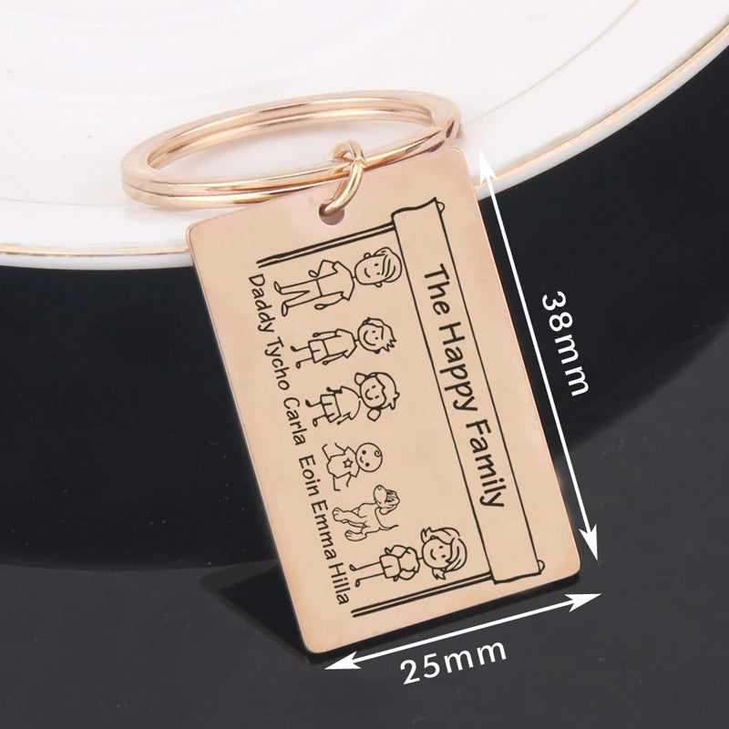 Family Name Keychain Cartoon Car Key Tag
