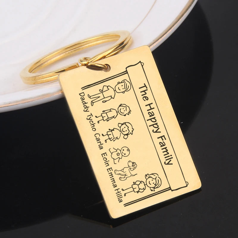 Family Name Keychain Cartoon Car Key Tag