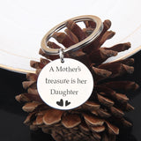 Engraved Round Key Chain A Mother Treasure Is Her Daughter Women Jewelry