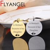 Engraved Round Key Chain A Mother Treasure Is Her Daughter Women Jewelry