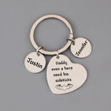Daddy Jewelry Name Keyring Engraved Daddy Even A Hero Need His Sidekicks