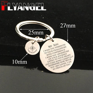Engraved Compass Keychain Enjoy The Journey Adventure Motivational Keyring