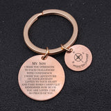 Engraved Compass Keychain Enjoy The Journey Adventure Motivational Keyring