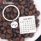 Love You Date Calendar Key Chain Couples Anniversary Keyring Birthday Present