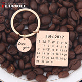 Love You Date Calendar Key Chain Couples Anniversary Keyring Birthday Present