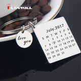 Love You Date Calendar Key Chain Couples Anniversary Keyring Birthday Present