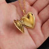 Custom Heart Photo Box Necklace - Engraved Stainless Steel