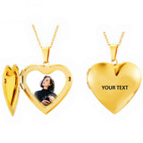 Custom Heart Photo Box Necklace - Engraved Stainless Steel