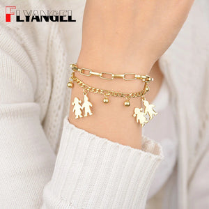 Engraved Mom Bracelet with Kids Charm Personalized Jewelry
