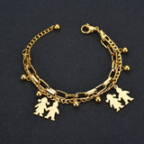 Engraved Mom Bracelet with Kids Charm Personalized Jewelry