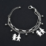 Engraved Mom Bracelet with Kids Charm Personalized Jewelry