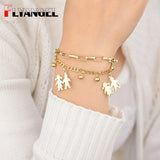 Engraved Mom Bracelet with Kids Charm Personalized Jewelry