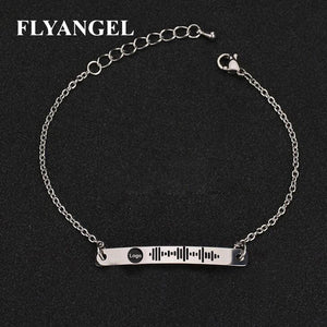 Custom Music Code Bracelet Stainless Steel Engraved Bangle