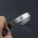 Stainless Steel OM Open Bracelet Adjustable Yoga Bracelet