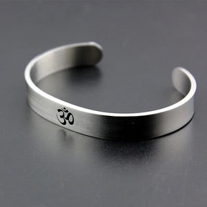 Stainless Steel OM Open Bracelet Adjustable Yoga Bracelet