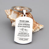 FLYANGEL To My Son Keychain Engraved Never Give Up Love Dad High Car Key Tag