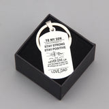 FLYANGEL To My Son Keychain Engraved Never Give Up Love Dad High Car Key Tag