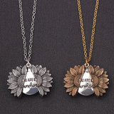 Sunshine Necklace Locket with Engraved Message Pendant for Women