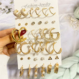 Women's Golden Hoop Earrings with Pearl Charm for Parties