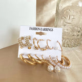 Women's Golden Hoop Earrings with Pearl Charm for Parties