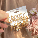 Women's Golden Hoop Earrings with Pearl Charm for Parties
