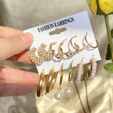 Women's Golden Hoop Earrings with Pearl Charm for Parties