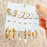 Women's Golden Hoop Earrings with Pearl Charm for Parties