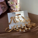 Women's Golden Hoop Earrings with Pearl Charm for Parties