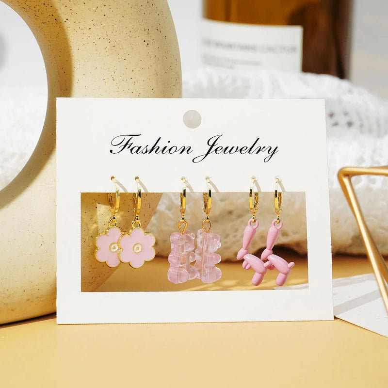 Geometric Dangle Earrings Set Woman Girl Kids Jewelry