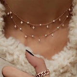 Boho Crystal Pendant Necklace Women Vintage Choker Jewelry