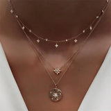 Boho Crystal Pendant Necklace Women Vintage Choker Jewelry