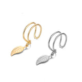 Metal Leaf Tassel Ear Clip Earrings for Women Gift